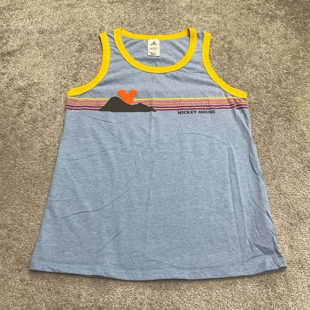 Disney Mickey Mouse Tank Top Mens Small Blue Yellow Sleeveless Casual Graphic